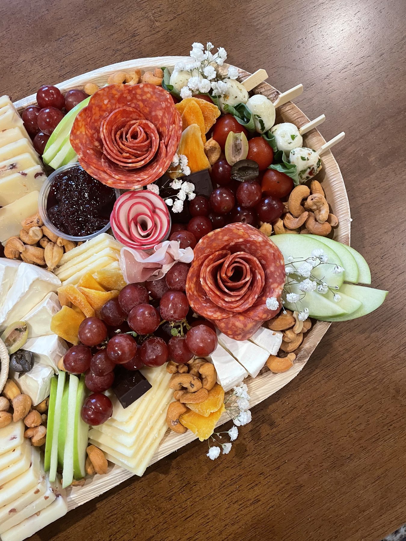A generously loaded round board