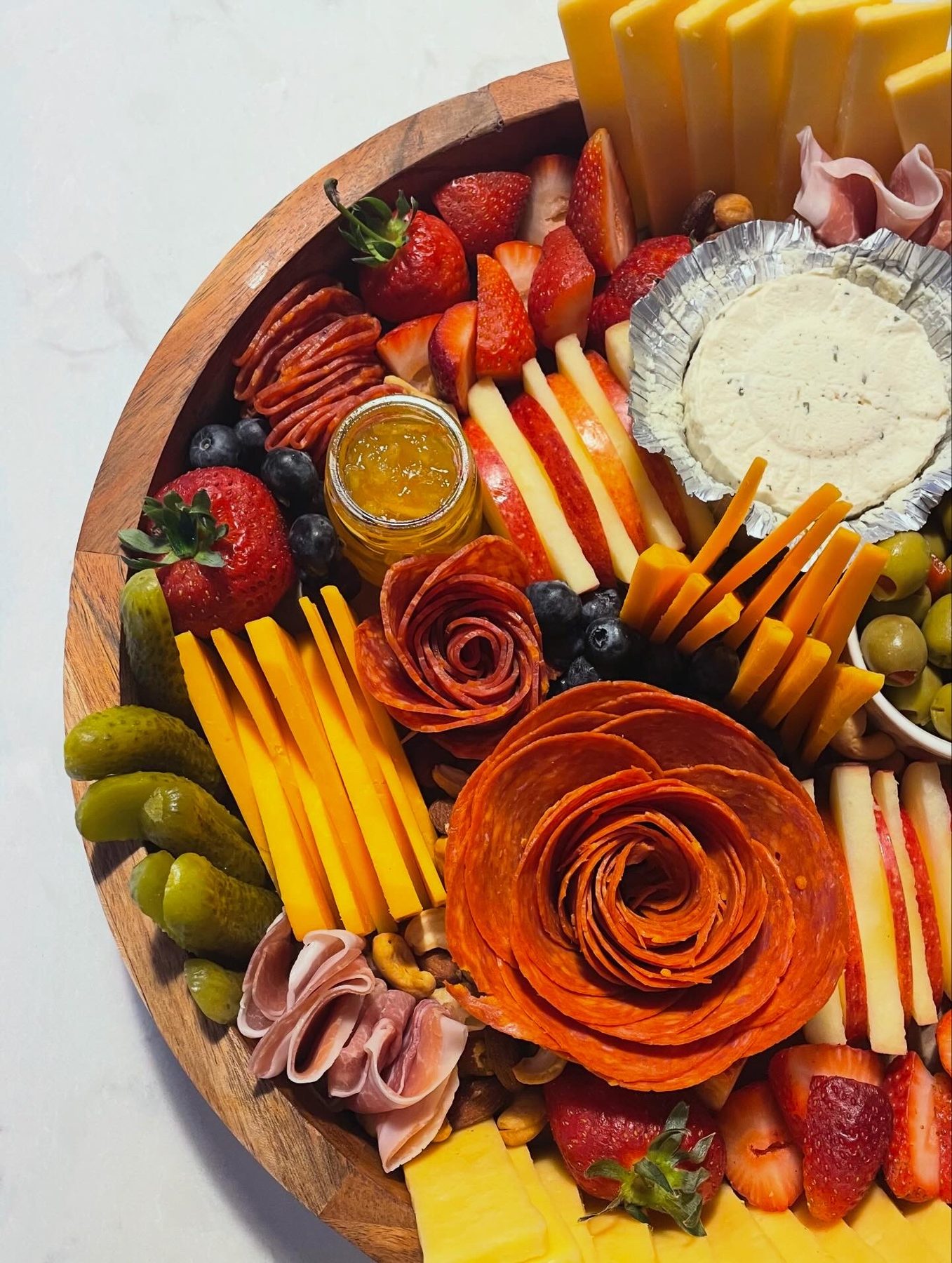 Close-up of a charcuterie board